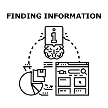 Finding information online concept researching data analysis Stock Illustration