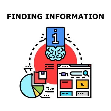 Finding information online concept researching data analysis Stock Illustration