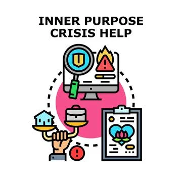 Finding inner purpose during crisis needing help vector Stock Illustration