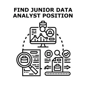 Finding junior data analyst position job search Stock Illustration