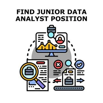 Finding junior data analyst position job search Stock Illustration