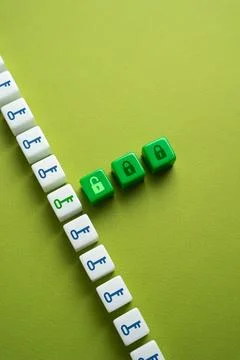 Finding keys to open locks. Concept of solving problems and revealing secre.. Stock Photos