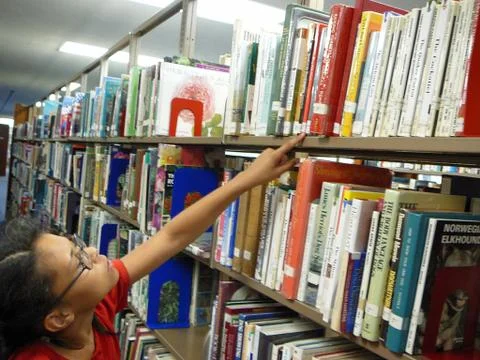Finding a Library Book Stock Photos