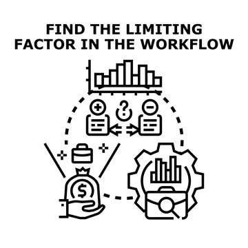 Finding limiting factor in workflow optimizing business strategy Stock Illustration