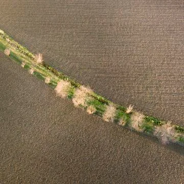 Finding lines in the fields from a drone eyes Stock Photos