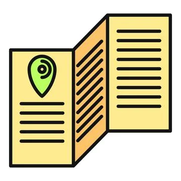 Finding location on travel brochure with map pin Stockillustratie