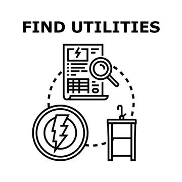 Finding managing and paying household utility bills concept Stock Illustration