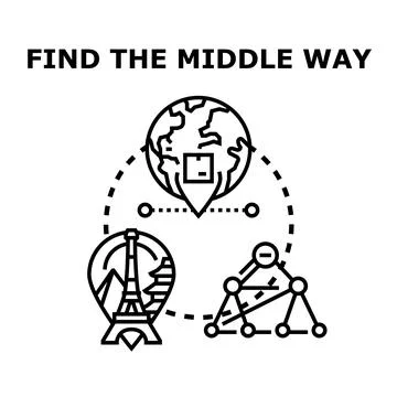 Finding the middle way between different global destinations Stock Illustration