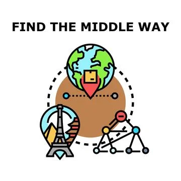 Finding the middle way between different global destinations Stock Illustration