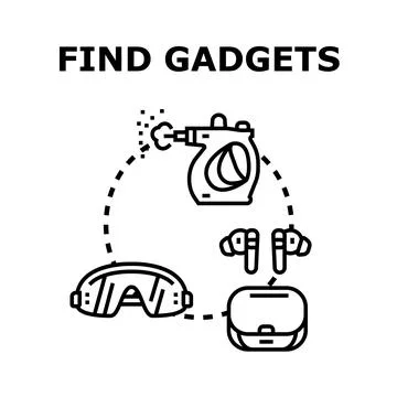Finding modern smart electronic gadgets and devices concept Stock Illustration