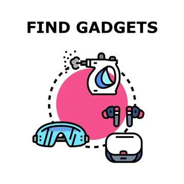 Finding modern smart electronic gadgets and devices concept Stock Illustration