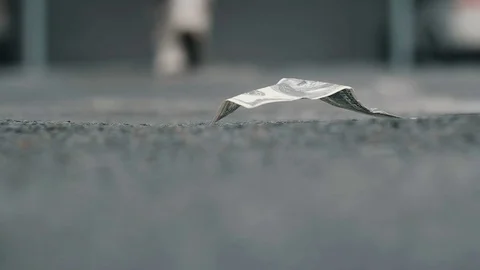 Finding money on the street Stock Footage 73803170