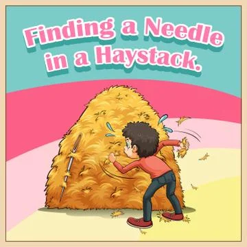 Finding a needle in a haystack Stock Illustration