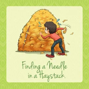 Finding needle in a haystack Stock Illustration