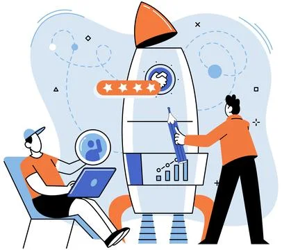 Finding new ideas, complex problem solving. Teamwork search for solutions Stock Illustration