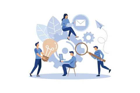 Finding new ideas. problem solving. Vector illustration banner.Teamwork searc イラスト素材