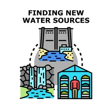 Finding new water sources concept creating infographic Stock Illustration