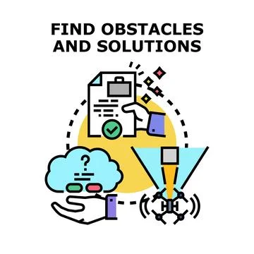 Finding obstacle and solution, problem solving process Stock Illustration