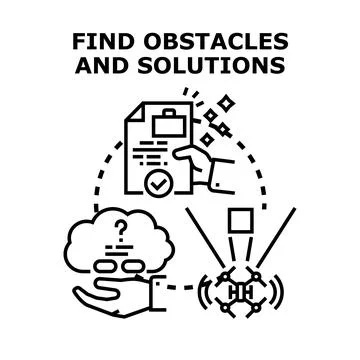 Finding obstacle and solution, problem solving process Stock Illustration
