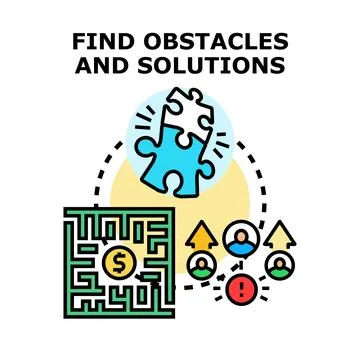 Finding obstacles and solutions for business problem solving Stockillustratie