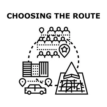 Finding optimal route for destination planning and navigation 스톡 일러스트