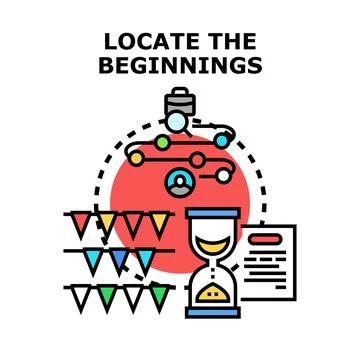 Finding origins and beginnings of project development Stock Illustration
