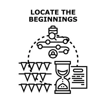 Finding origins and beginnings of project development Stock Illustration