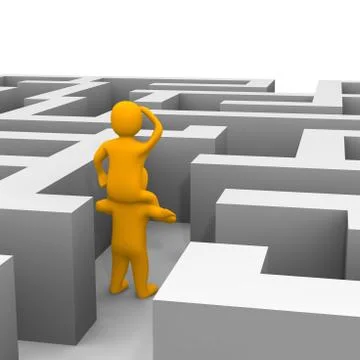 Finding path through labyrinth Stock Illustration