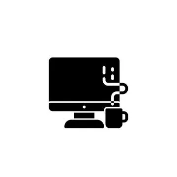 Finding the Perfect Balance: Coffee, Computer, Work Stock Illustration