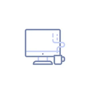 Finding the Perfect Balance: Coffee, Computer, Work Stock Illustration