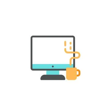 Finding the Perfect Balance: Coffee, Computer, Work Stock Illustration