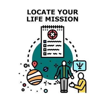 Finding personal purpose and mission outline goal Stock Illustration
