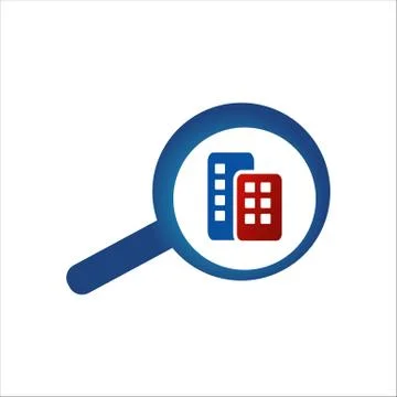 Finding property search logo design guide to find good apartment hotel symbol Stock Illustration