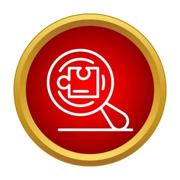 Finding puzzle solution with magnifying glass research icon イラスト素材