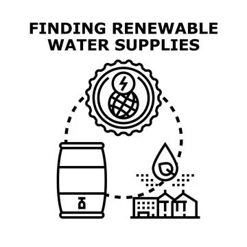 Finding renewable water supplies concept illustrating sustainable living Ilustración de archivo