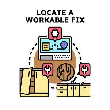 Finding repair service solution for home renovation problem Stock Illustration