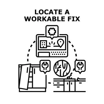 Finding repair service solution for home renovation problem Stock Illustration