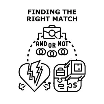 Finding the right match searching solutions concept Stock Illustration