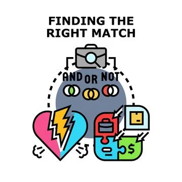 Finding the right match searching solutions concept Stock Illustration