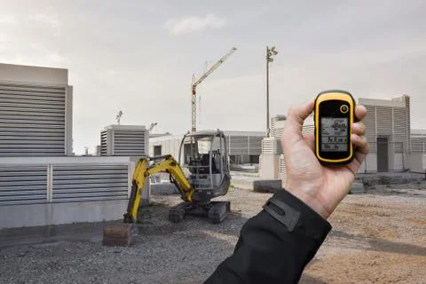Finding the right position inside a construction site via gps Stock Photos