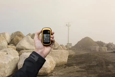 Finding the right position inside a construction site via gps Stock Photos