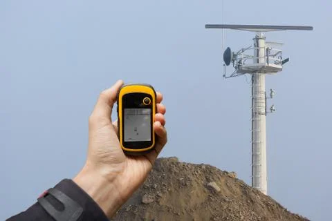 Finding the right position inside a construction site via gps Stock Photos