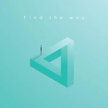 Finding solution business vector concept with businessman standing on impossible 스톡 일러스트