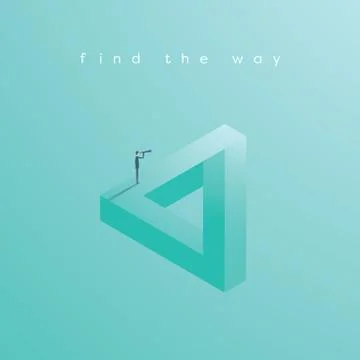 Finding solution business vector concept with businessman standing on impossible Stock Illustration