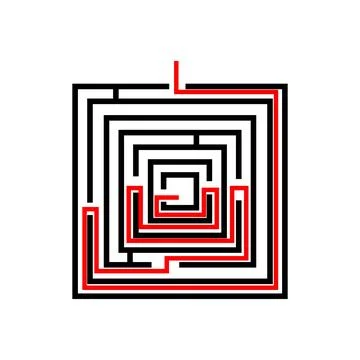 Finding solution in a complex geometric maze path Stock Illustration
