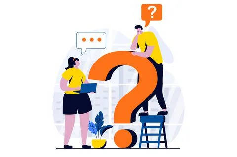 Finding solution concept with people scene in flat cartoon design. Man and woman Stock Illustration