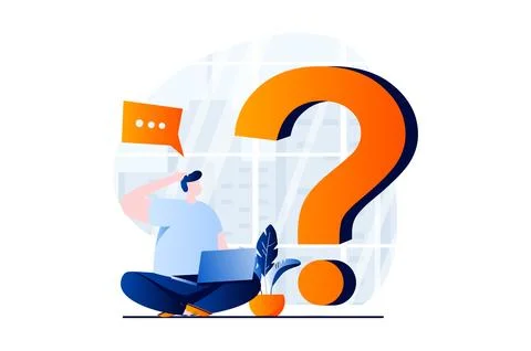 Finding solution concept with people scene in flat cartoon design. Man thinks Stock Illustration