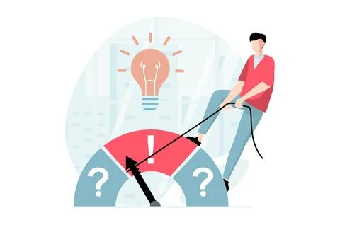 Finding solution concept with people scene in flat design. Man generates ne.. Stockillustratie