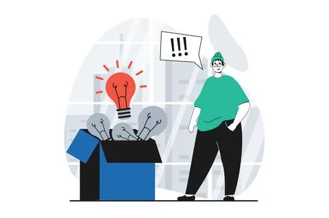 Finding solution concept with people scene in flat design for web. Man brains Illustrazione stock