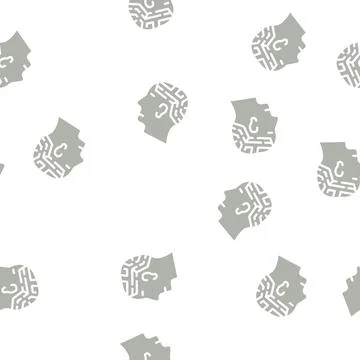 Finding solution, maze glyph vector seamless pattern 스톡 일러스트